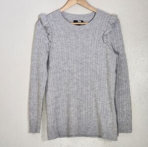 Hatch Maternity Gray Ruffled Knit Sweater